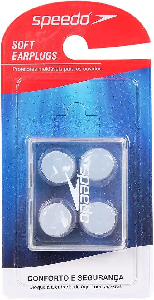 Protetor Auricular, Speedo, Soft Earplugs, Silicone Moldável Reutilizável com Estojo Protetor - Transparente