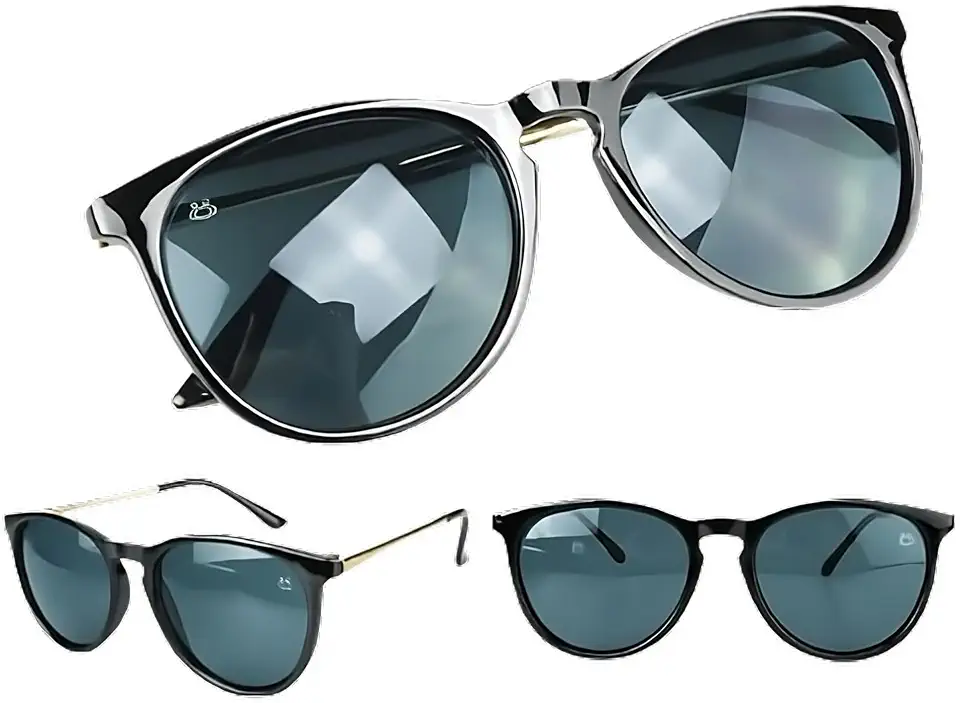 Óculos sol feminino redondo preto vintage + case qualidade premium exclusivo moda estiloso casual