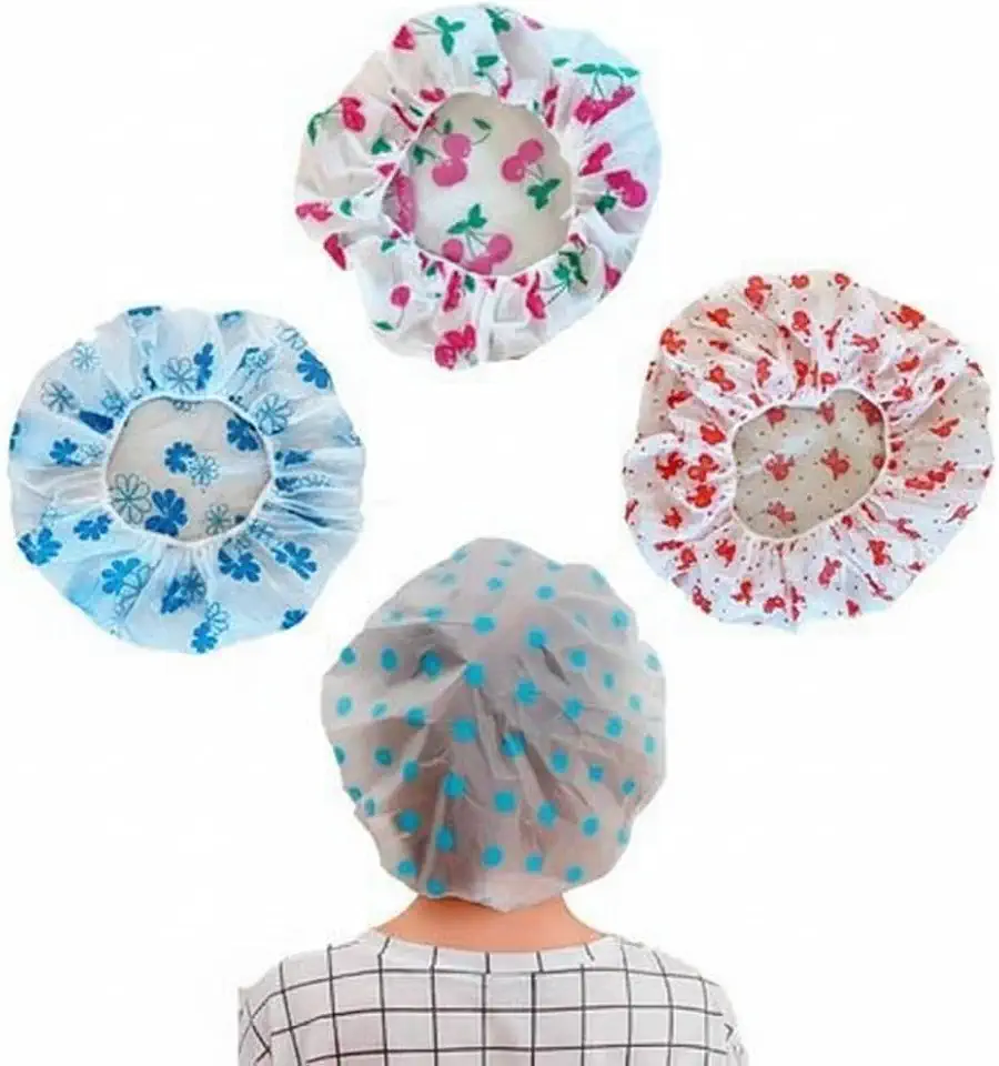Kit 2 Toucas de Banho Poliester Impermeáveis, Estampas Variadas, com Elástico, para Proteção do Cabelo e Protege os Cabelos Durante o Banho