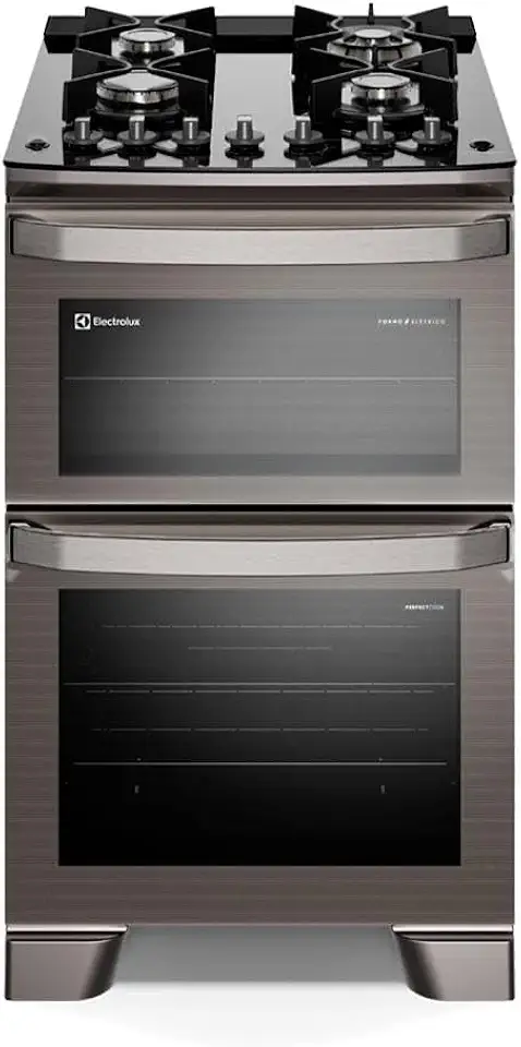 Fogão de Piso Electrolux de 04 Bocas Experience com Duplo Forno e Mesa de Vidro Cinza - FE4DG