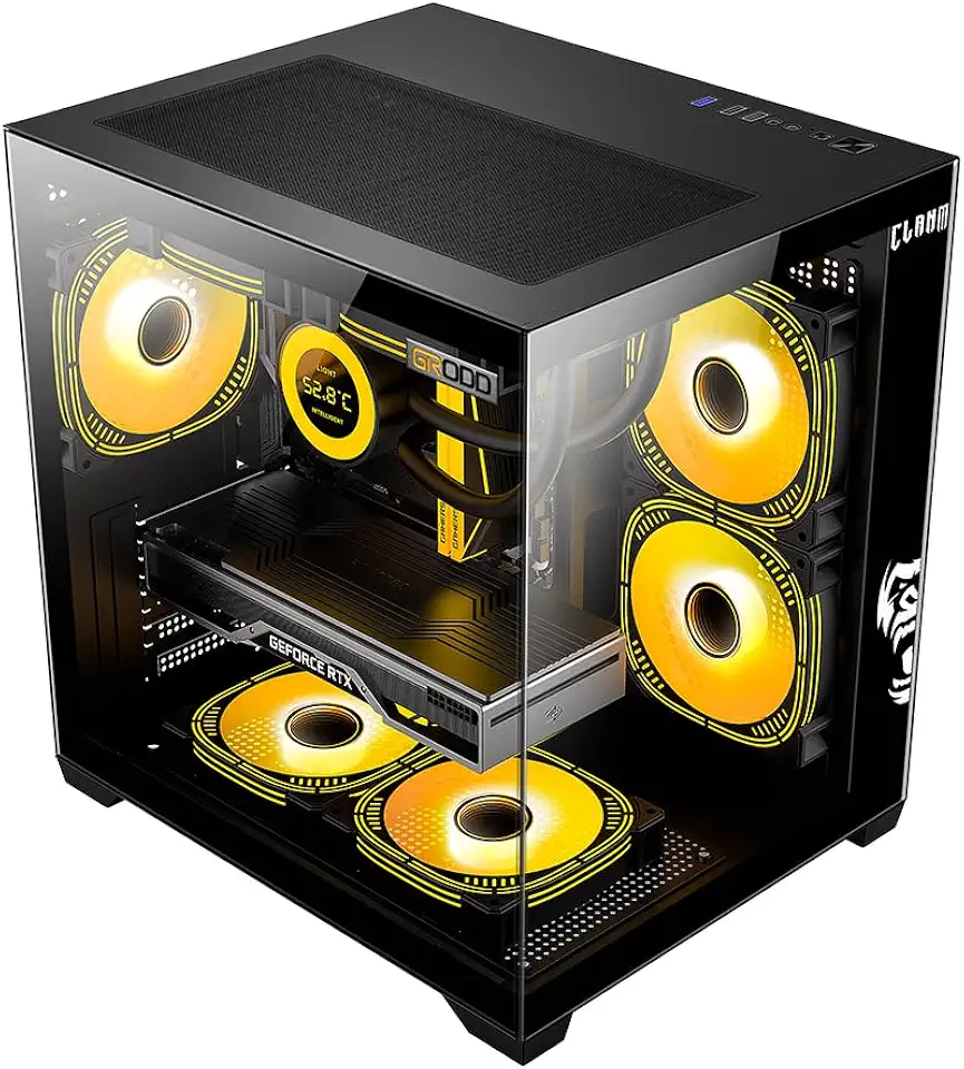 Gabinete Gamer Aquário Lateral Vidro Espaçoso Grande Preto