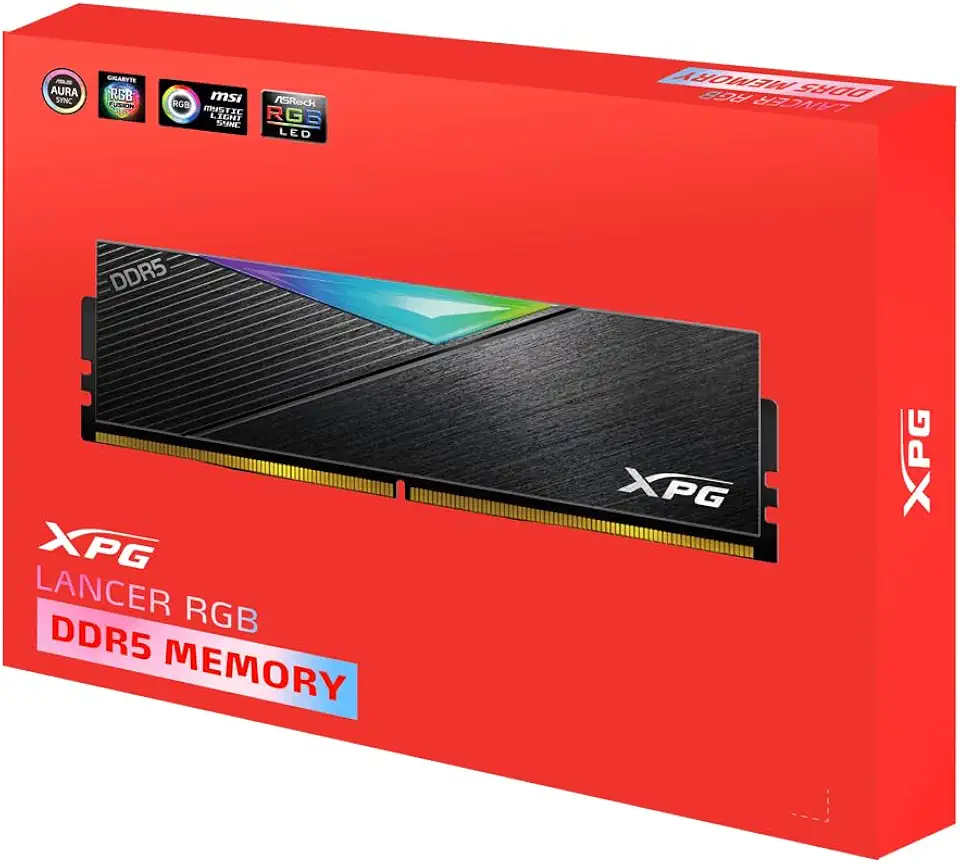 Memória RAM Gamer XPG Lancer RGB DDR5 32GB (2x16GB) 6000MHz CL30, Alto Desempenho e Estilo para Desktop – Preto