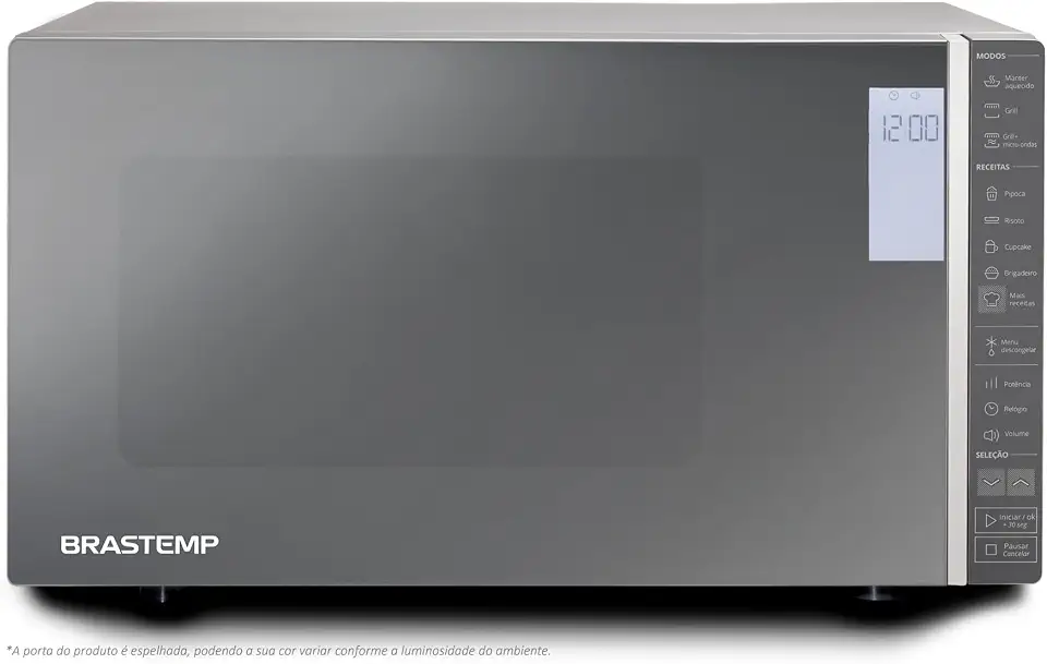 Micro-ondas Brastemp 32 Litros cor Inox Espelhado com Grill e Painel Integrado - BMG45AR 220V