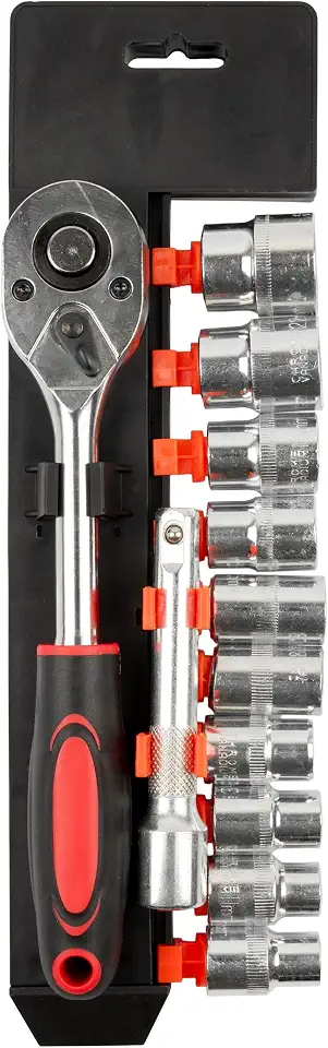 Eda Soquetes em Jogo 1/2" Sextavados com 12 Peças 10 a 24 mm, Chave Catraca e Extensão 5"