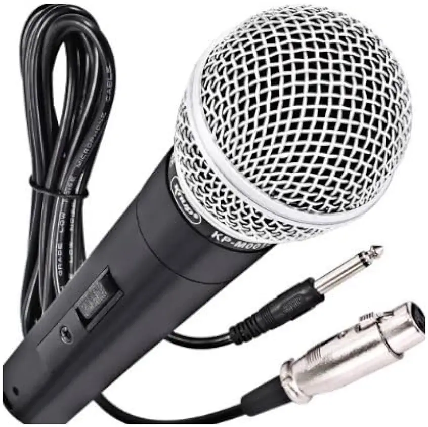 Microfone Dinâmico Profissional Com Fio De 5 Metros 5V Relação 6,5mm P10 Liga De Neodímio Cardióide Unidirecional Cor Preto Para Karaokê Streaming Transmissão LINHA PREMIUM