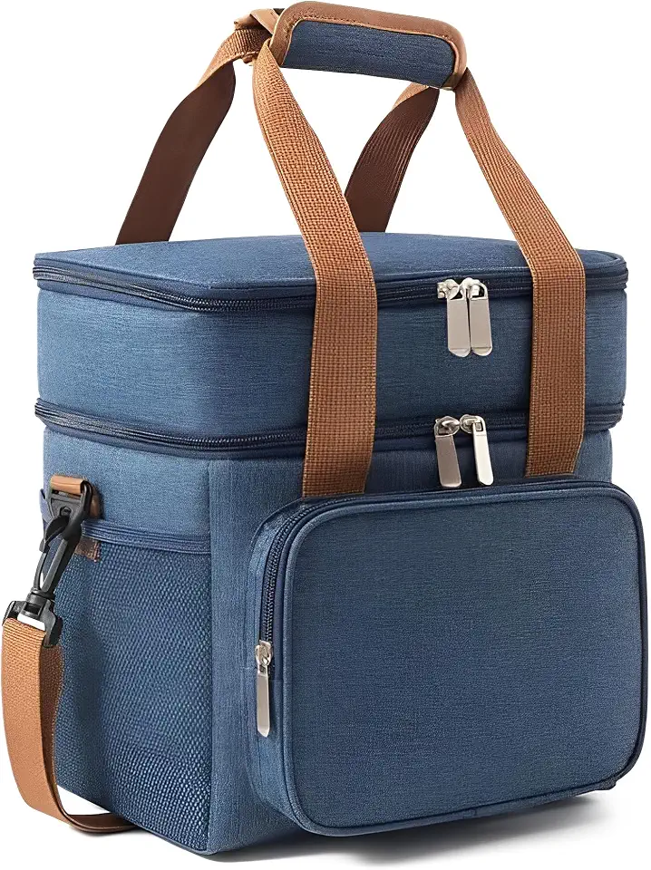 Bolsa Térmica Grande Espaçosa Dois Compartimentos Lancheira Para Marmita, Passeio, Escola, Faculdade, Trabalho Bolsa Para Marmita (Azul)