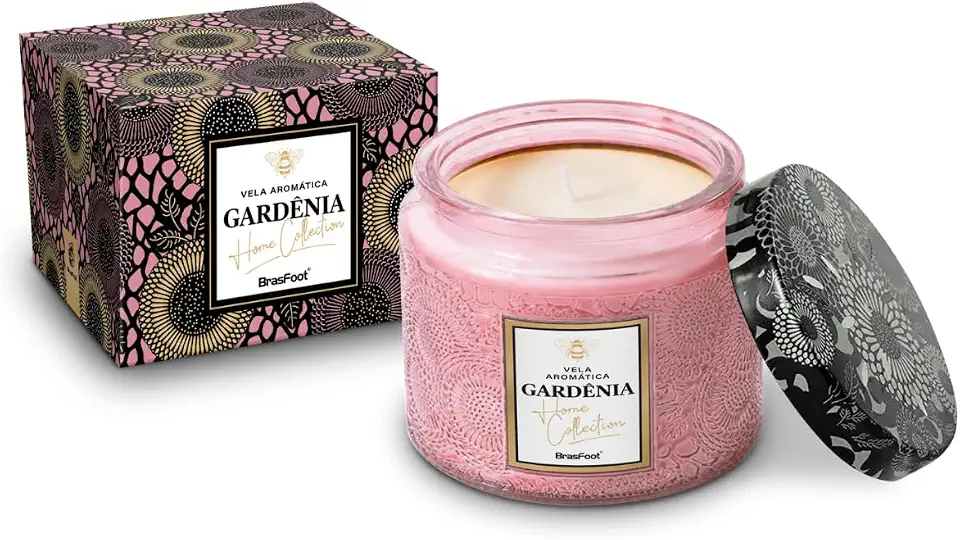 Vela Aromática Premium, 233g, Fragrância de Gardênia, Decorativa em Vidro, Duração 30 Horas, Para Ambientes Internos, Aromaterapia e Relaxamento
