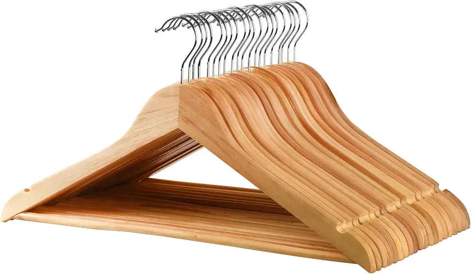 Kit 30 Cabides De Roupas Em Madeira Lisa Premium