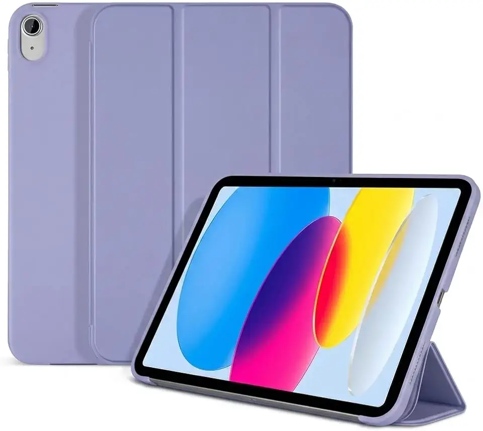 Capa Magnética para iPad 10ª e 11ª Geração MSATech – Case Fino de Silicone Premium com Suporte Ajustável, Função Sleep/Wake Automática e Proteção Translúcida Compatível com Modelos A16 (Roxo)