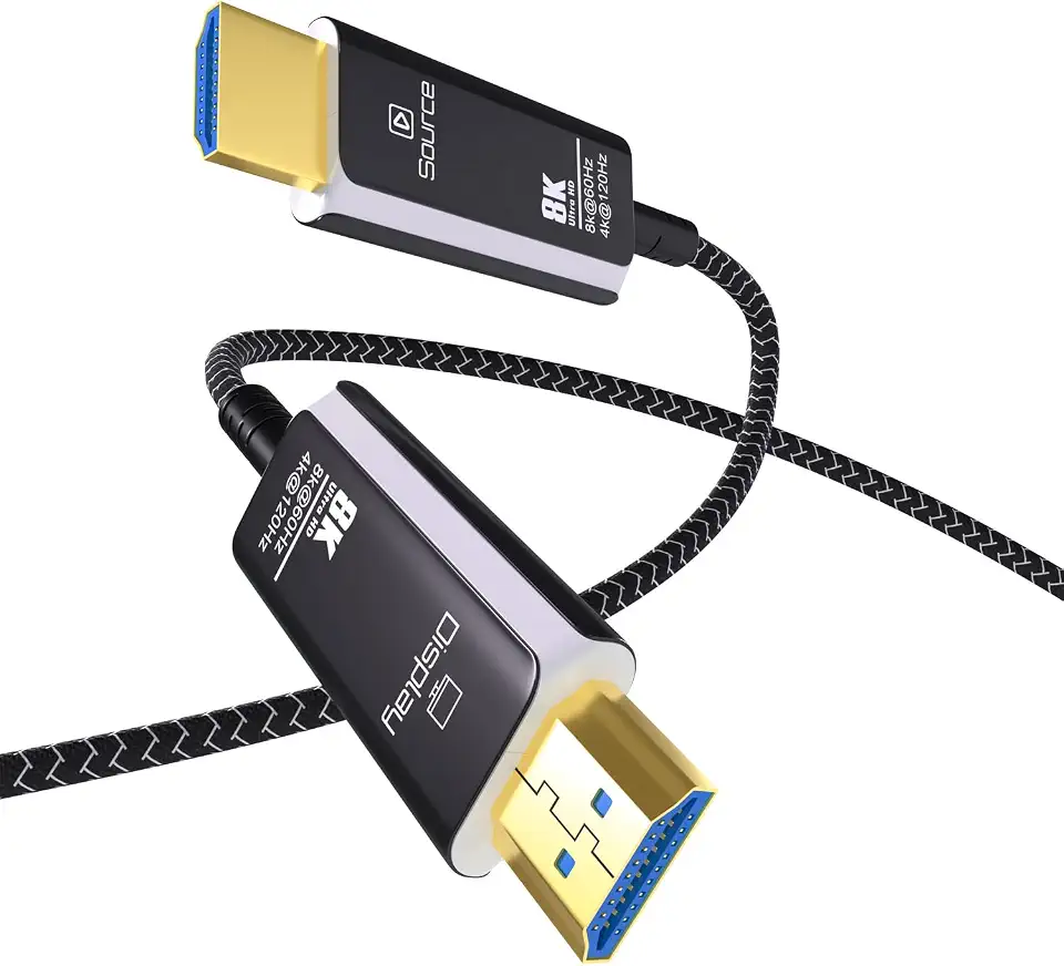 MMOBIEL Cabo de fibra ótica HDMI 8K 10 pés 48Gbps ultra alta velocidade – 8K @60Hz, 4K@120Hz, HDR dinâmico, ARC/eARC, HDMI 2.1, HDCP 2.2/2.3 – Cabo óptico ativo (AOC) para PS5/Pro, Xbox, TV, projetor