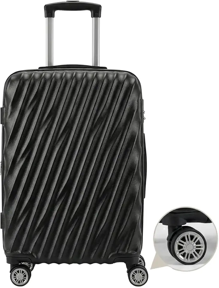 Mala de Viagem Bordo 10kg Preta ANAC 55x35x25 cm, Rígida Leve, Rodas Duplas 360º, Alça Telescópica, Cadeado Embutido - Design Antirrisco e Forro Organizado - Premium Steel Hook