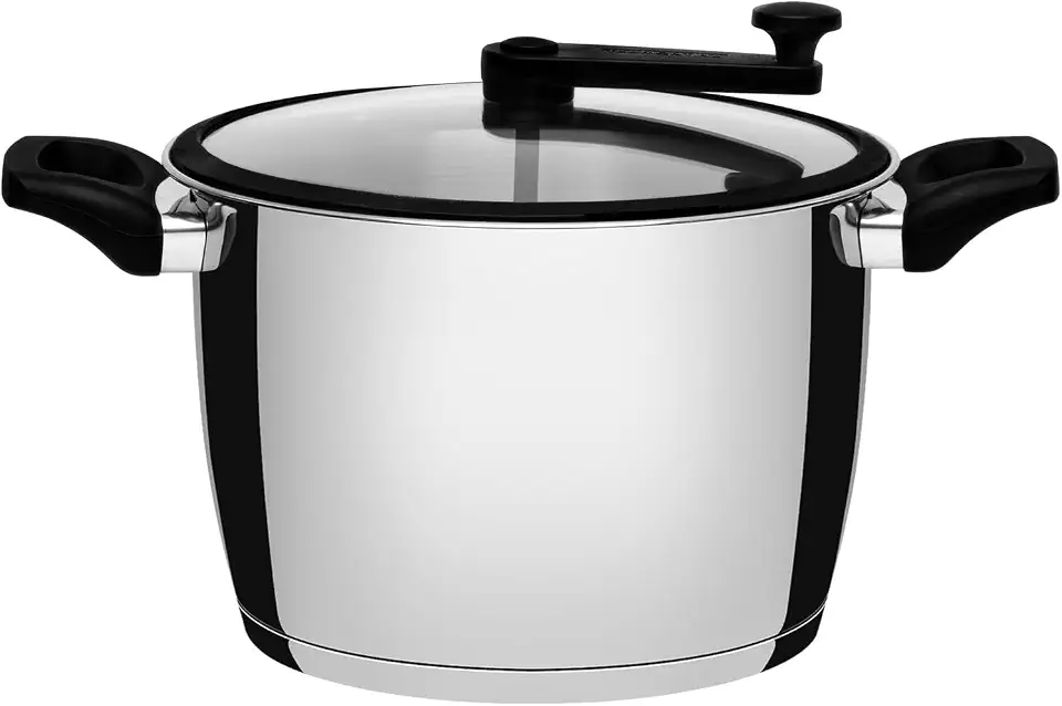 Pipoqueira Tramontina Allegra em Aço Inox com Fundo Triplo e Tampa de Vidro com Borda de Silicone 22 cm 5,6 L