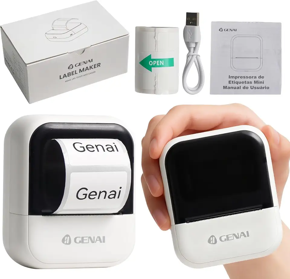 Impressora Portátil de Estêncil de Tatuagem, Mini impressora térmica portátil Sem fio,Bluetooth, 203 dpi, Compatível com Etiquetas de 15 a 57 MM, para Telefones/tablets/PC/Mac
