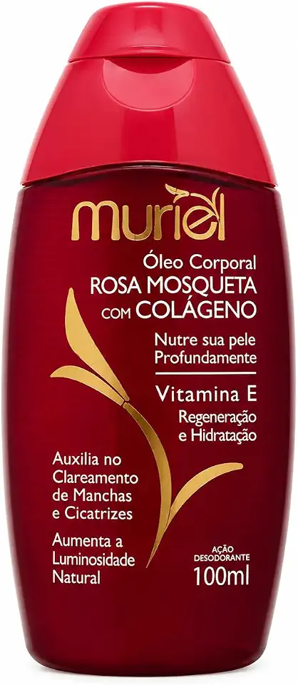 Óleo de Banho Muriel Rosa Mosqueta Com Colágeno, Auxilia no Clareamento de Manchas e Cicatrizes, Aumenta a Luminosidade Natural, Regenera e Hidrata, Com Vitamina E, 100ml (Rosa Mosqueta)