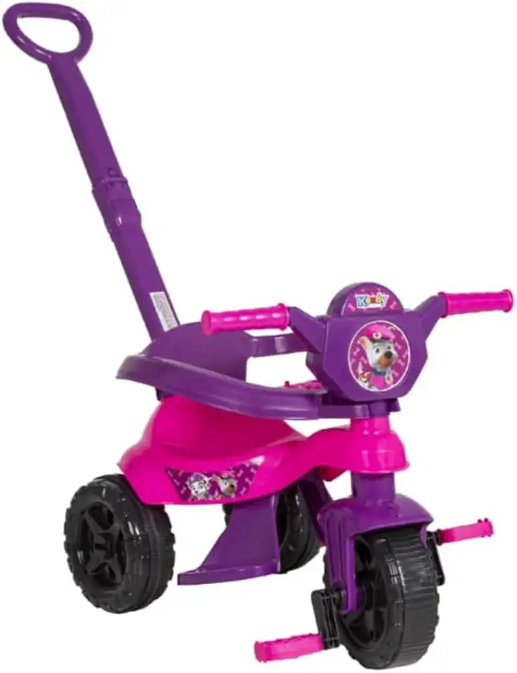 Kendy Triciclo Infantil Kemotoca Baby Dog Rosa com Haste