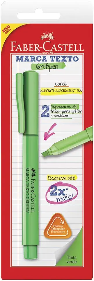 Caneta Marca Texto, Faber-Castell, Grifpen, SM/MTVDZF, Verde, 1 Unidade