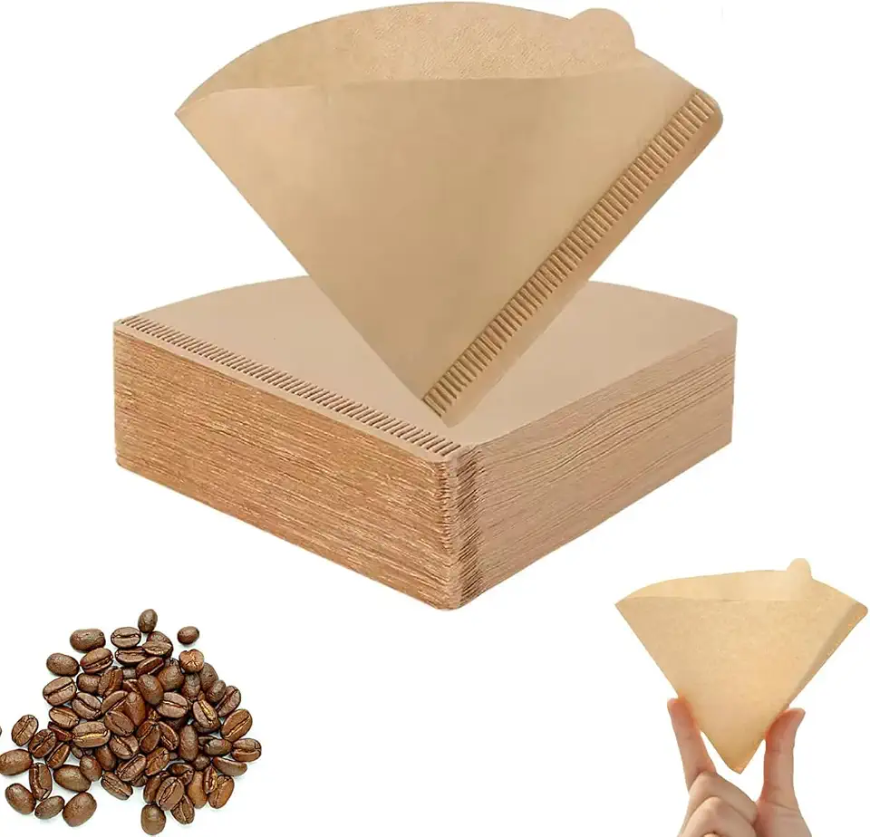 Filtro de Papel Cônico V60 N°02 para Café – Compatível com Coador HARIO V60-02 (100 unidades)(Marrom)