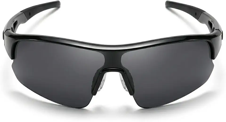 Óculos de Sol Esportivo Masculino UV400 Espelhado Para Corrida Preto ou Preto e Vermelho JustGoFit