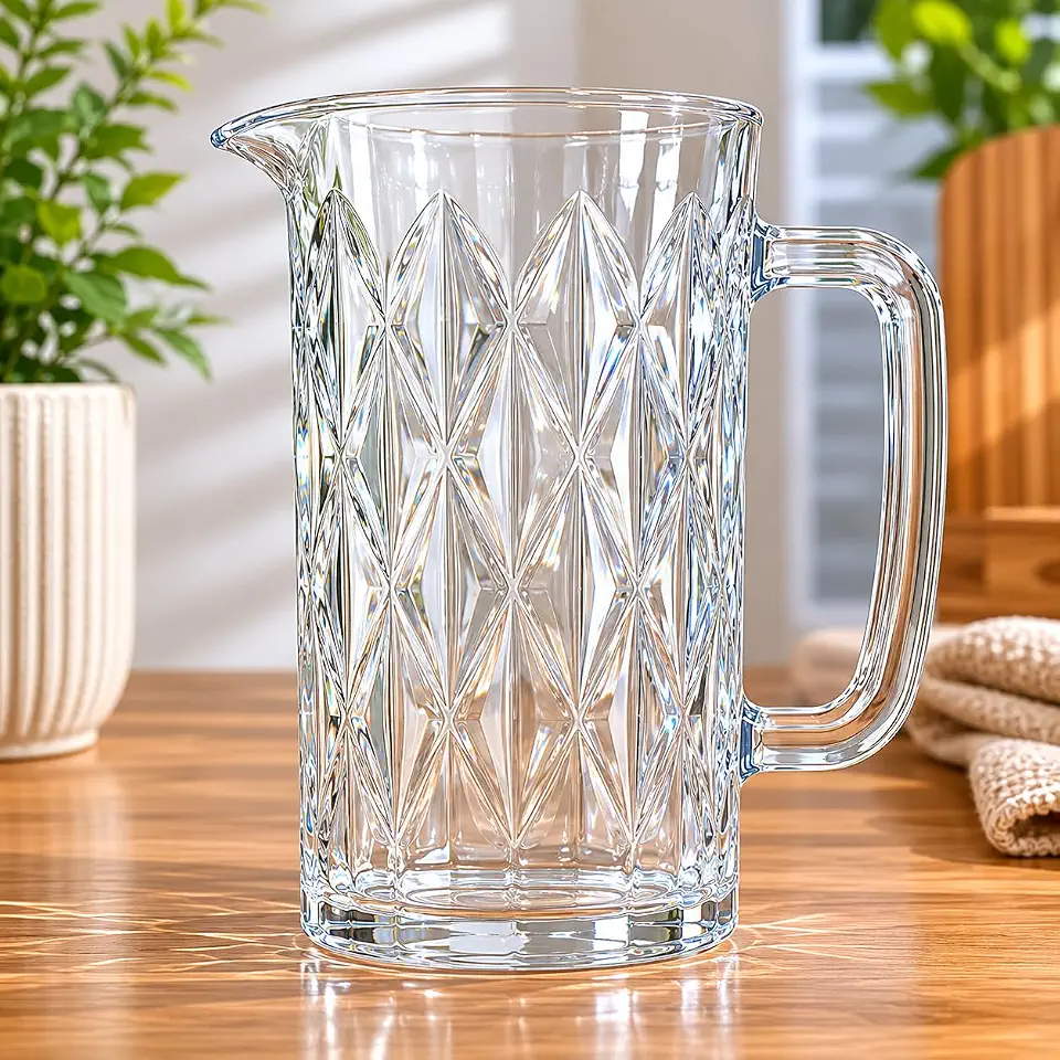 Jarra De Vidro Diamond Premium 1,2L Transparente Suco Água Refrigerante Elegante Resistente