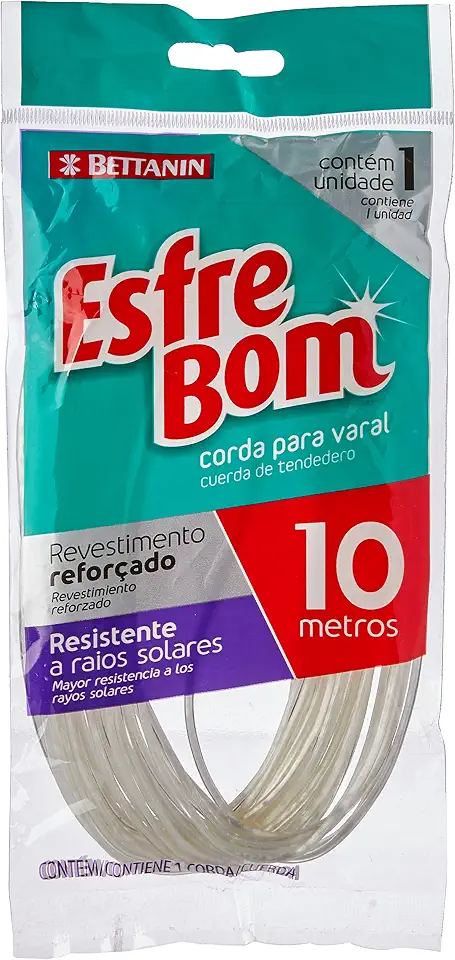 EsfreBom - Corda para Varal Revestida de 10 Metros, Cor Branca, Bettanin