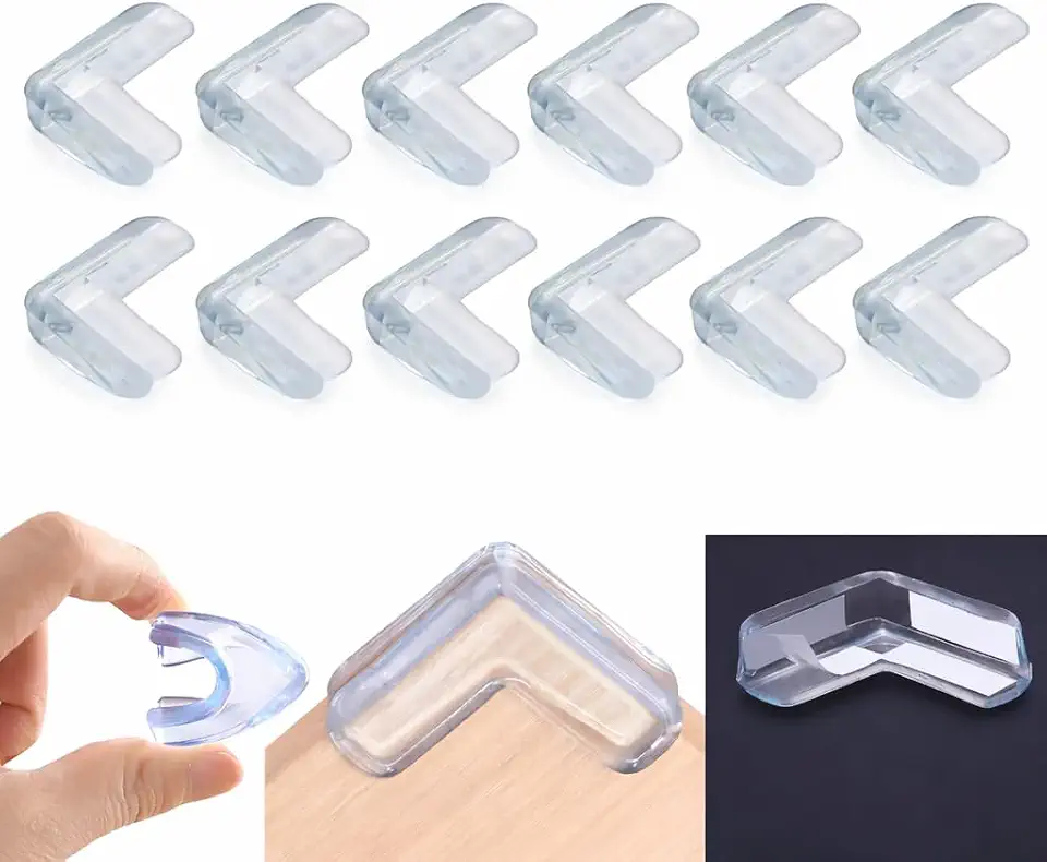 Protetor de Quina para Bebê Silicone Transparente Flexível Kit 12 Peças Segurança Infantil Idoso Anti Impacto Fácil Instalação Móveis Mesa Rack Armário