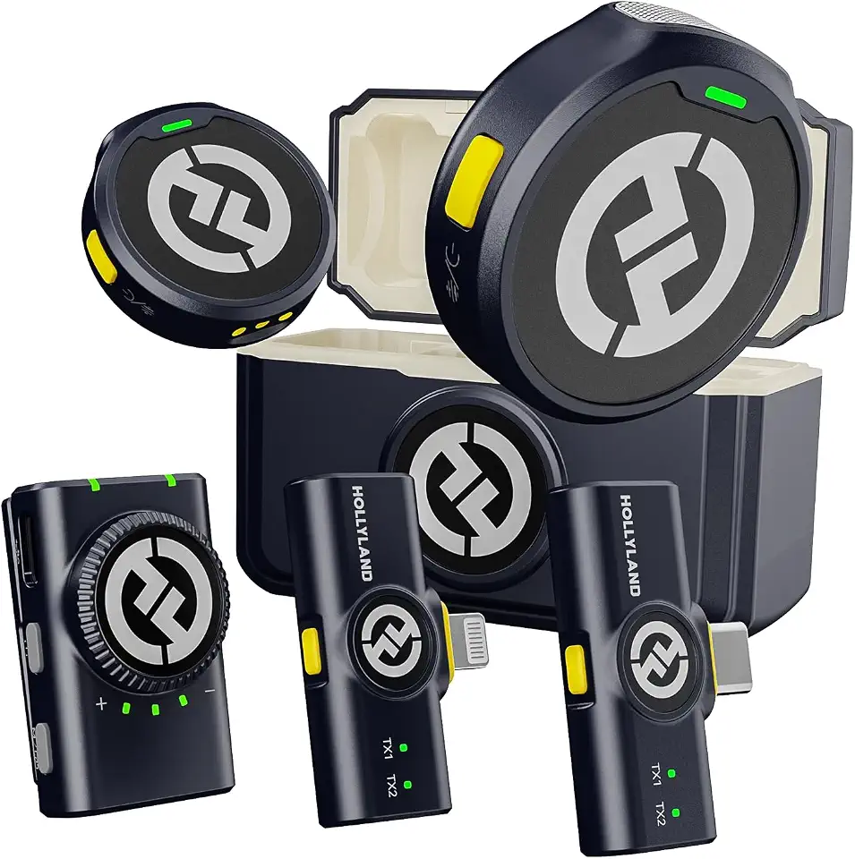 Sistema Microfone Lapela Duplo Hollyland Lark M2 Combo Wireless para Câmeras e SmartPhones