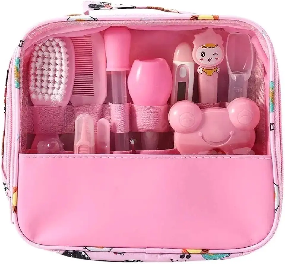 Kit Higiene Cuidados Saúde Bebê Recém Nascido 13 Em 1 (Rosa)