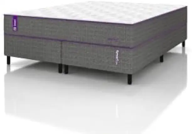 Conjunto Colchão e Cama Box Queen Denver, Molas Ensacadas, Hipoalergênico, Antiácaros, 158x198x59cm, Cinza Smartz