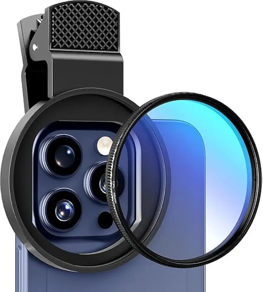 Lente polarizada de 52 mm CPL + UV com Clipe Universal lente polarizada circular com clipe atualizado, iPhone 16/15/14/13 Pro Max, Reduz Reflexos, Realça Cores e Oferece Proteção da Lente