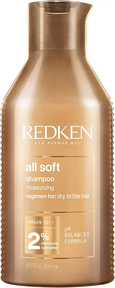 Redken All Soft, Shampoo para Cabelos Secos e Quebradiços, com Óleo de Argan para Hidratação Profunda, Maciez Intensa que Desmaia os Fios e Brilho Radiante, 300ml