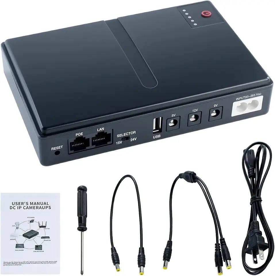 Hosyond Mini No-Break Dc, Fonte de Alimentação Ininterrupta (Ups), Fonte de Alimentação de Backup com Bateria para Roteador/Modem/Câmera Ip de Segurança/Dispositivos Poe, Saída Multivoltagem