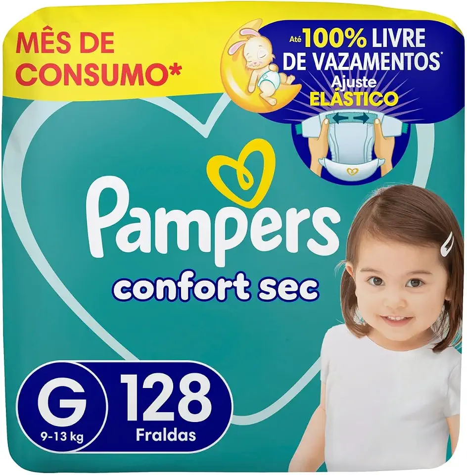 Fralda Pampers Confort Sec Tamanho G 128 Unidades