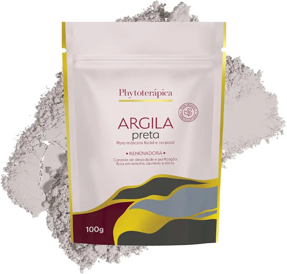 Phytoterápica Argila Preta Sachê 100g - Máscara Renovadora Facial e Corporal - Limpeza Profunda, Elimina Resíduos e Impurezas da Pele