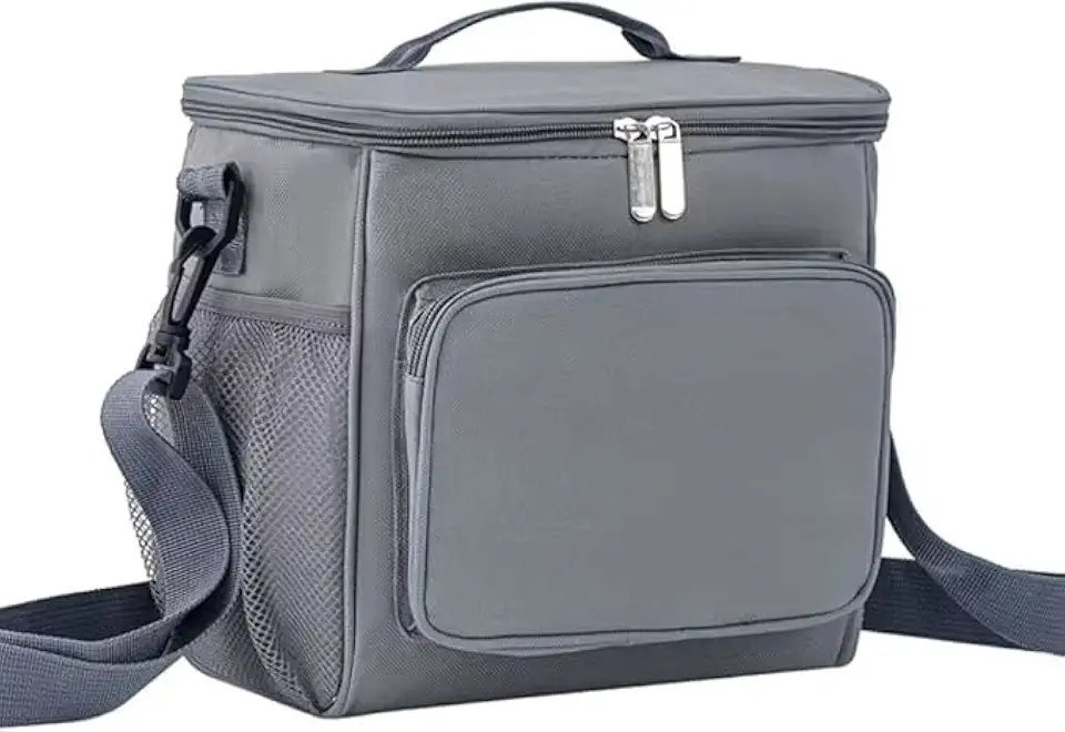 Bolsa Térmica 13L Premium para Marmitas e Bebidas | Lancheira Impermeável com Alça Ajustável e Isolamento Superior (Cinza)