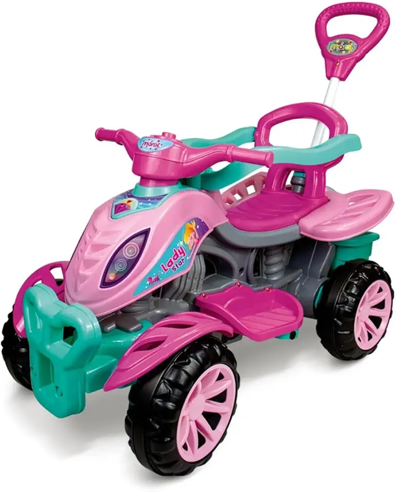 Quadriciclo Infantil Feminino Lady Star Rosa +9 Meses com Guia Maral