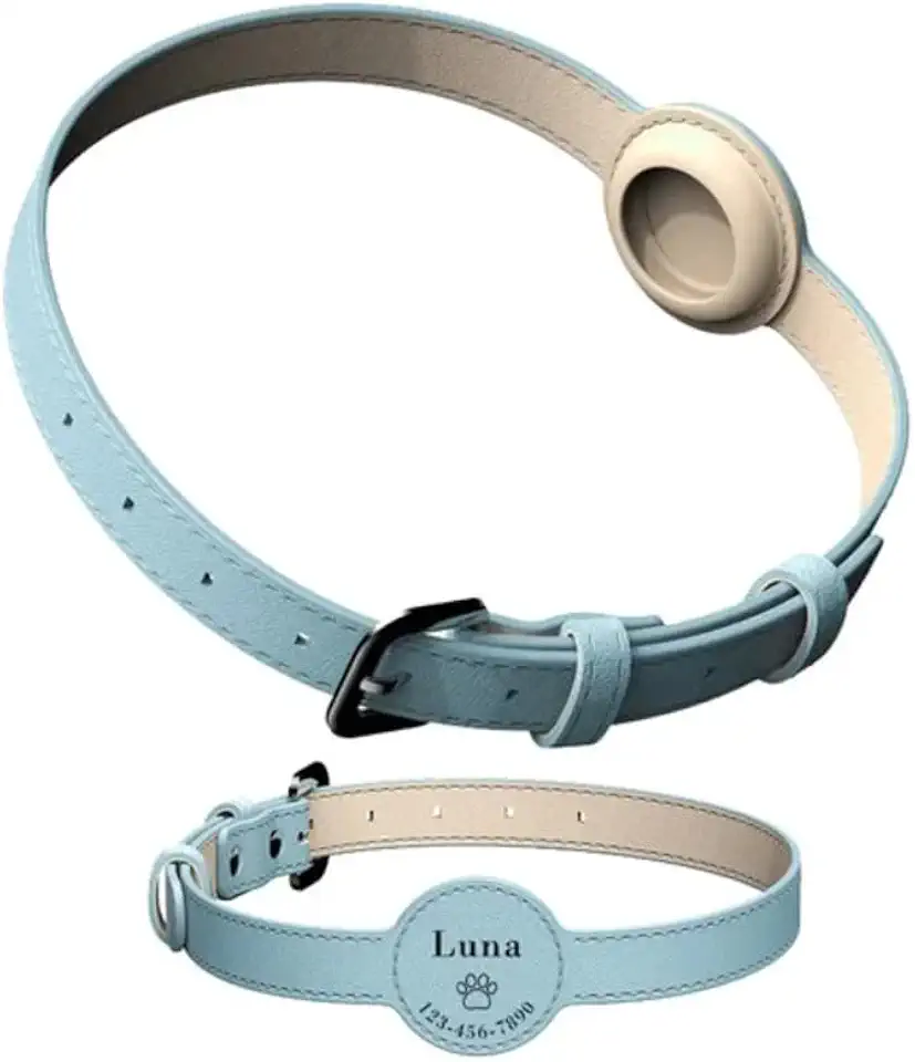 Coleira Para Rastreador AirTag Gps Cachorro Cães Cão Pet (Azul Celeste, P)