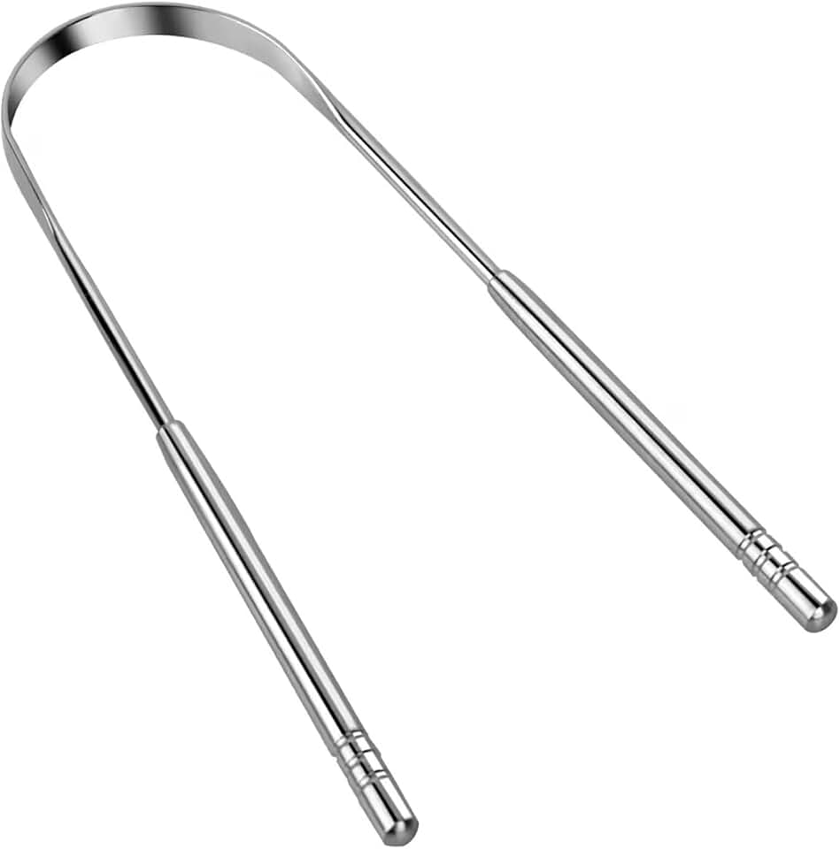 Raspador de Lingua em Aço Inoxidável - Combate Mau Hálito, Higiene Bucal Profunda, Durável e Facil de Limpar.