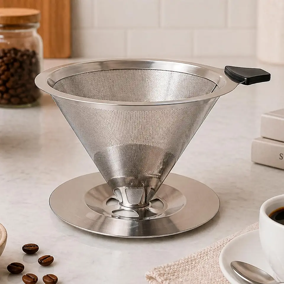 Coador de Café Reutilizável Inox 103 Filro Permanente Sem Papel, Reutilizável, Ecológico, Duravel, Resistente, Linha Premium