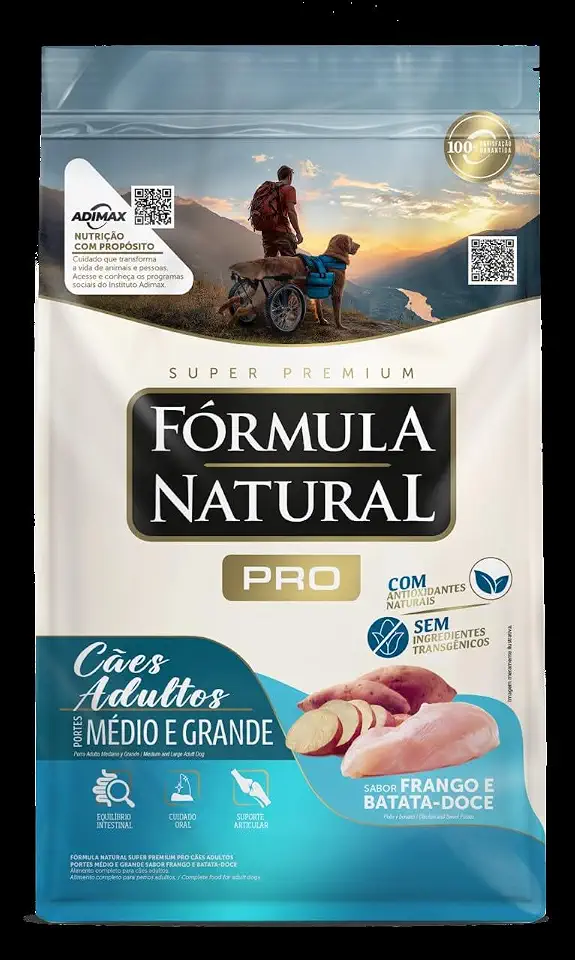 Fórmula Natural Super Premium Pró Cães Adultos Portes Médio E Grande Sabor Frango E Arroz Integral 15KG