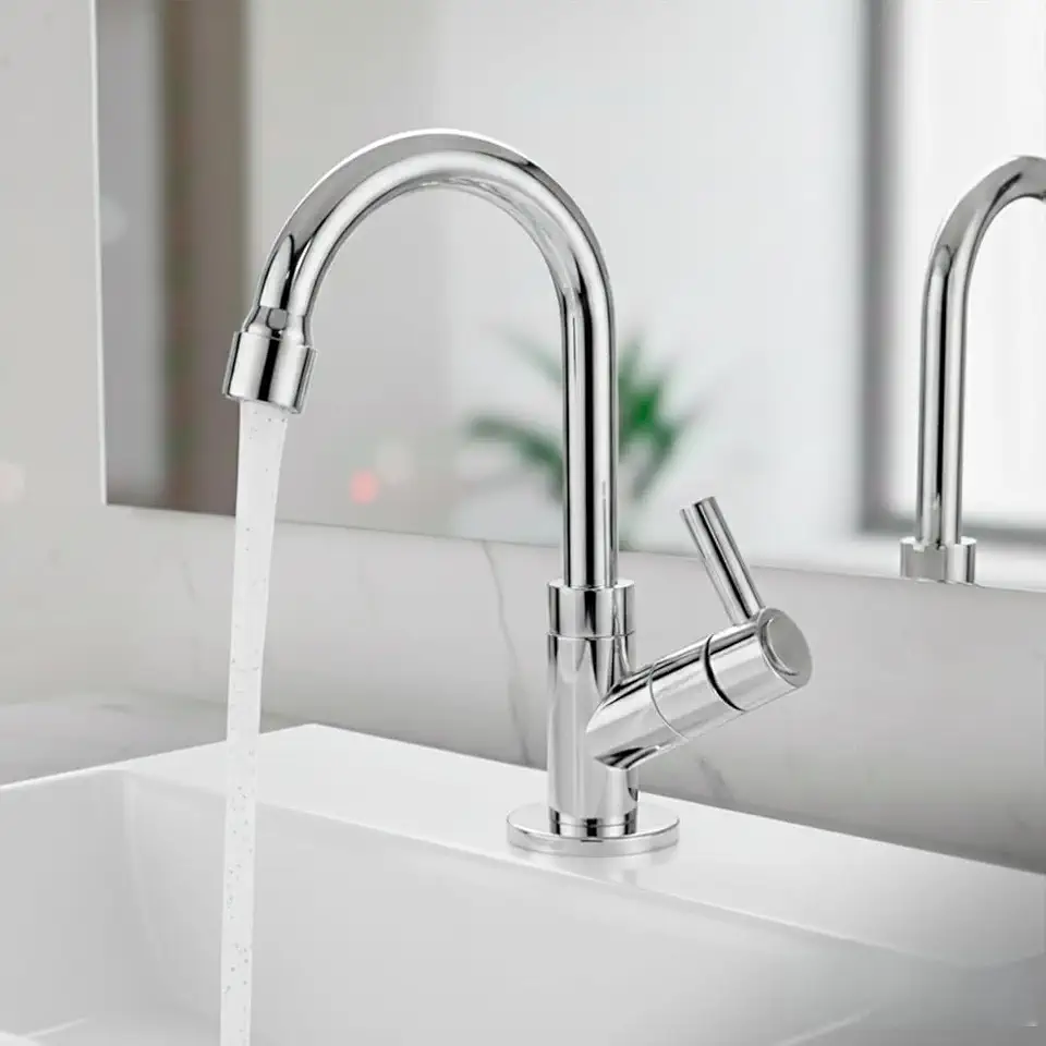 Torneira para Banheiro Lavabo Bica Baixa Bancada ABS Cromada Beltempo