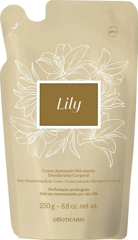 Refil Creme Acetinado Desodorante Hidratante Corporal Lily 250g