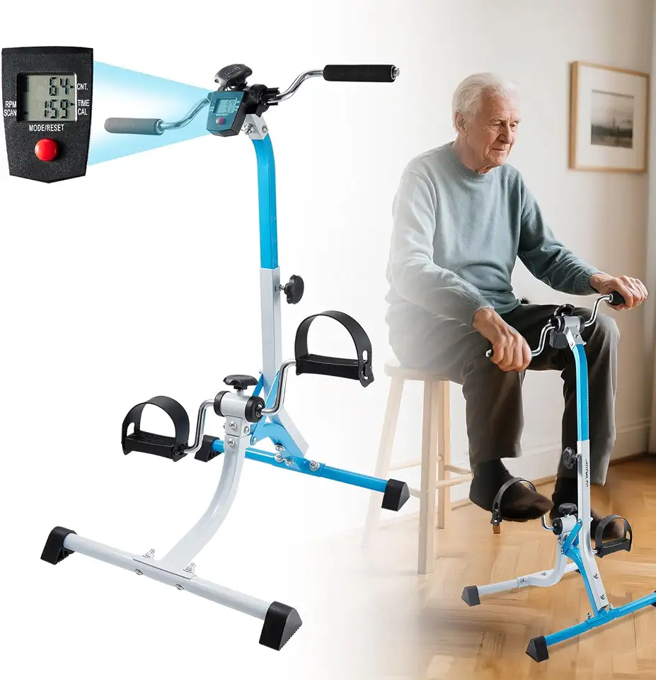 JOYFOX Mini Bicicleta Ergométrica Portátil 2 em 1 para Braços e Pernas – Ajustável, Silenciosa, Reabilitação e Exercícios em Casa ou Escritório – Suporta até 150KG