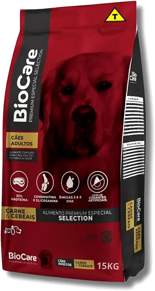 Ração BioCare Premium Especial Selection para Cães Adultos Carne e Cereais 15kg 22% Proteína com Condroitina e Glicosamina