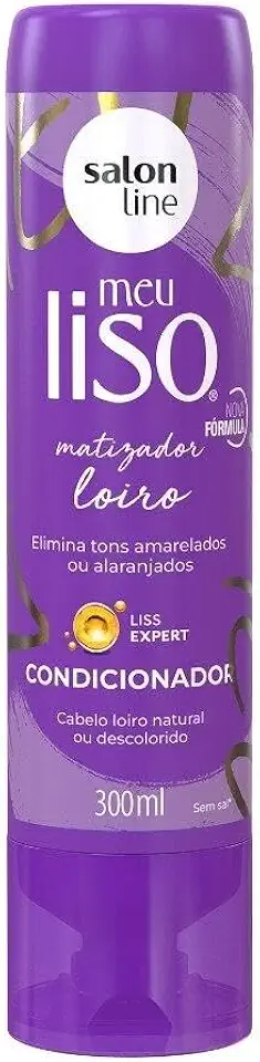 Salon Line, Condicionador, Meu Liso, Matizador Loiro, Vegano - Cabelos Lisos Naturais, Alisados ou Relaxados, 300 ml