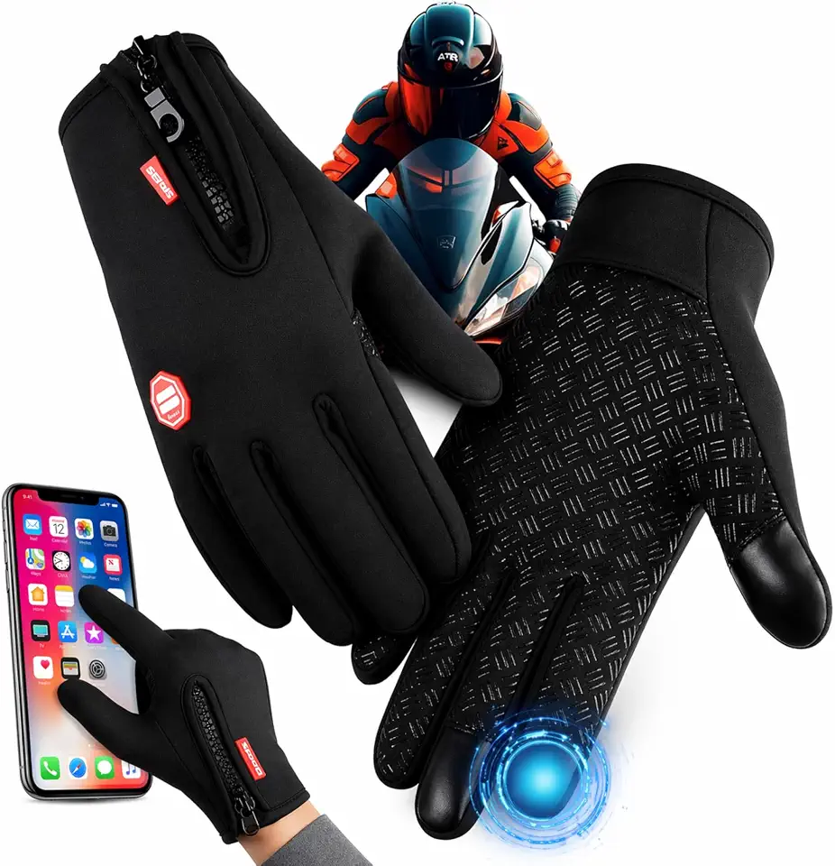 Luva Térmica Resistente à Água Touch Screen – Antifrio para Motociclista, Bike e Motoboy com Proteção e Conforto