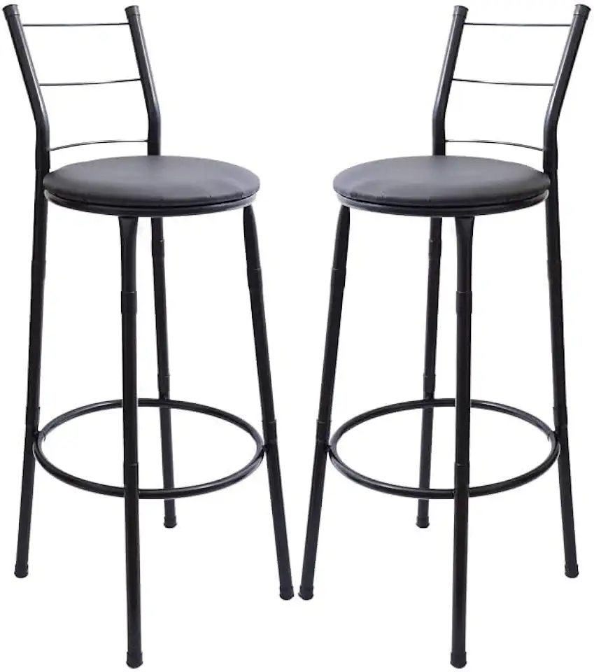 Kit 2 Banquetas Altas com Encosto, 3 Arames, Design Moderno