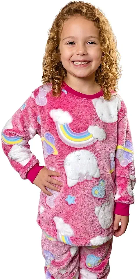 Pijama Infantil Feminino Meninas Inverno Fleece 6 Meses A 16 Anos Quentinho Para O Frio Ultra Soft Plush Longo