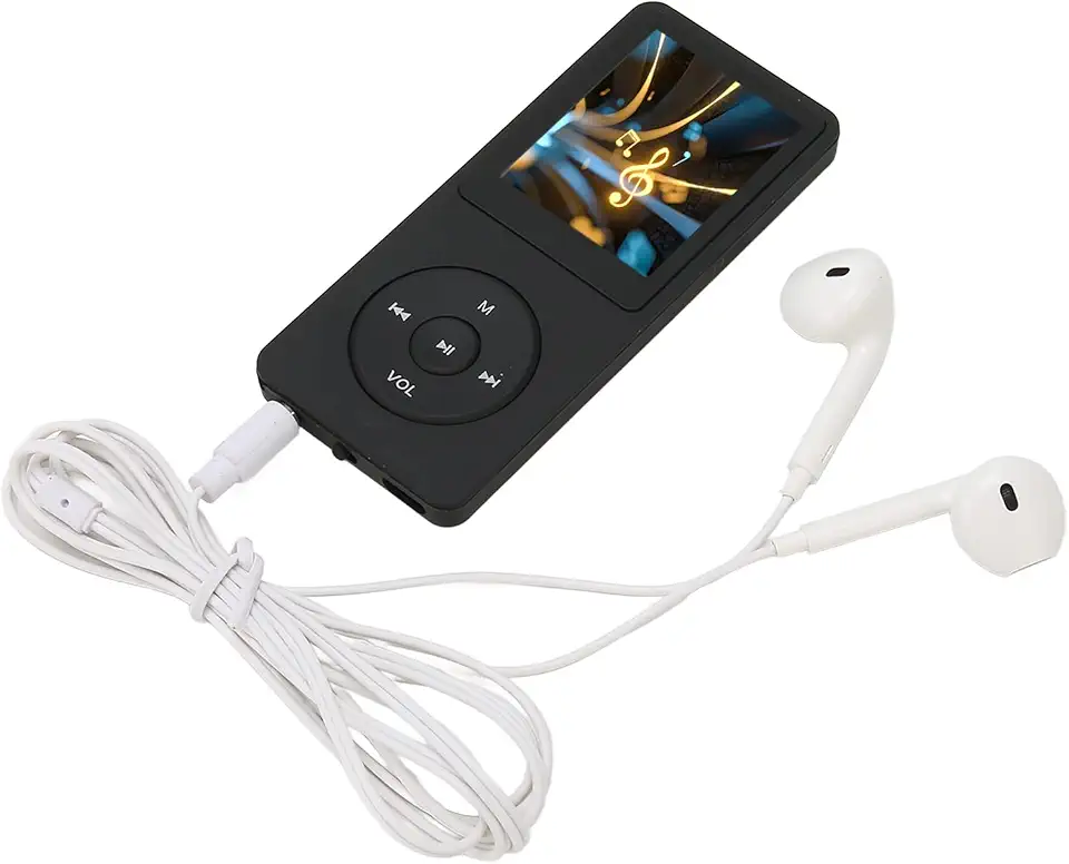 Leitor de MP3 MP4 8 GB de memória 64 GB expansível, reprodução de 30 horas, leve e portátil, fácil de usar, qualidade de som sem perdas, suporta vários formatos (preto)