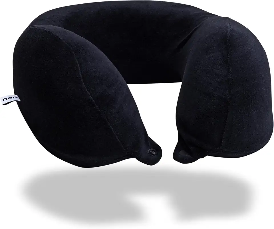 Travesseiro de pescoço para viagem Nasa Voyage Premium Ergonômico Preto Nap