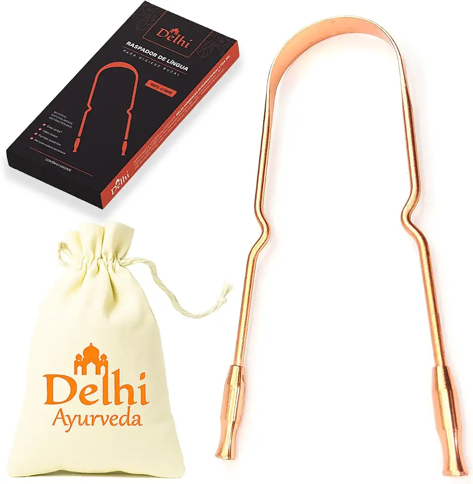 Raspador Limpador de Língua 100% Cobre - Delhi Ayurveda - Higiene Bucal
